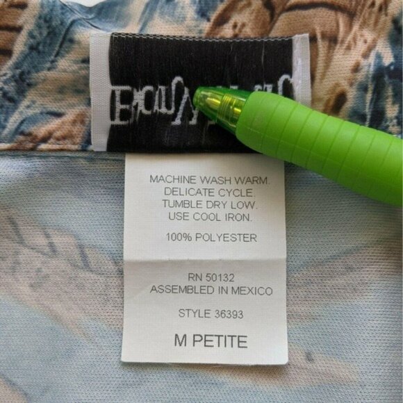 Vintage 90s Feather Print Knit Blouse MP Button Front Groovy Grandmacore - Picture 5 of 11